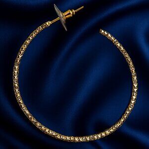 Elegant Gold Textured Open Hoop Earrings – Women’s Classic Fashion Jewelry, 1.5"